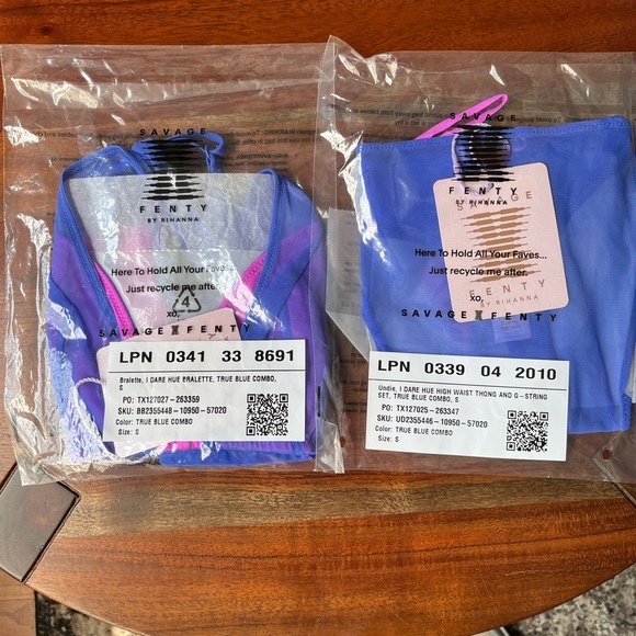Savage X Fenty I Dare Hue True Blue 3 Piece Combo Thong & Bralette Bundle - Picture 12 of 15